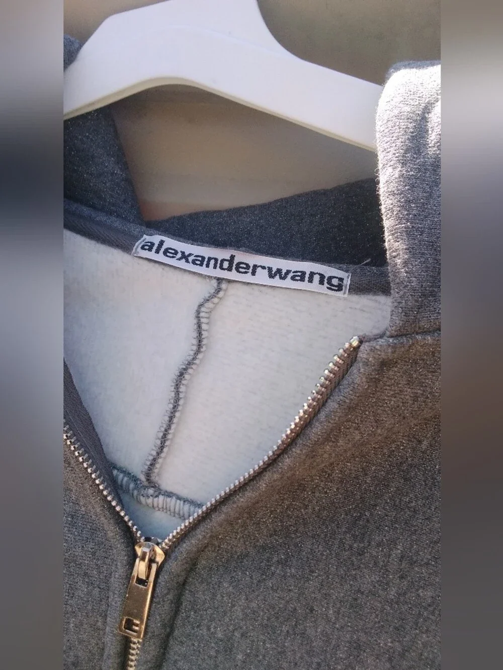 Alexander Wang Sweatshirt Unisex Puff Dense Glitter Runway Gray Full Zip $825